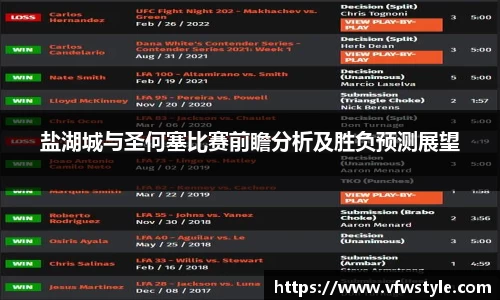 盐湖城与圣何塞比赛前瞻分析及胜负预测展望